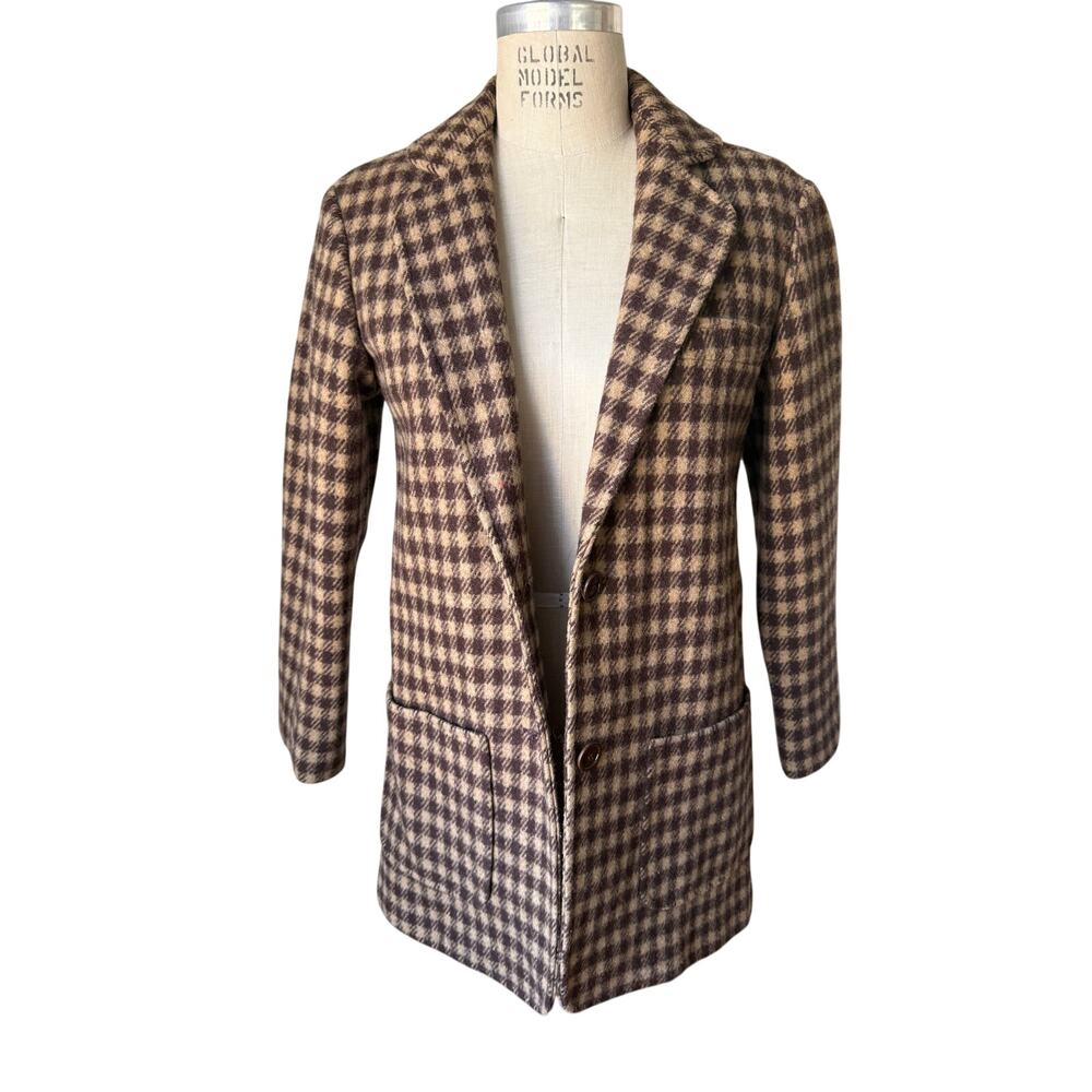 Peabody House Vintage Wool Blazer in Brown Check Size Medium